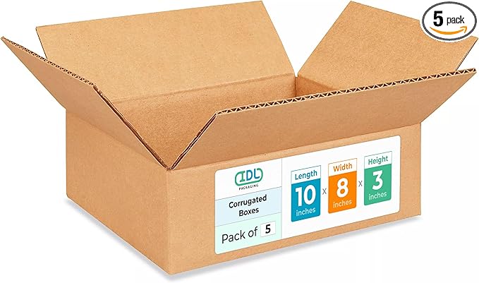 Medium Moving & Shipping Boxes 10 x 8 x 3 inches by IDLPackaging