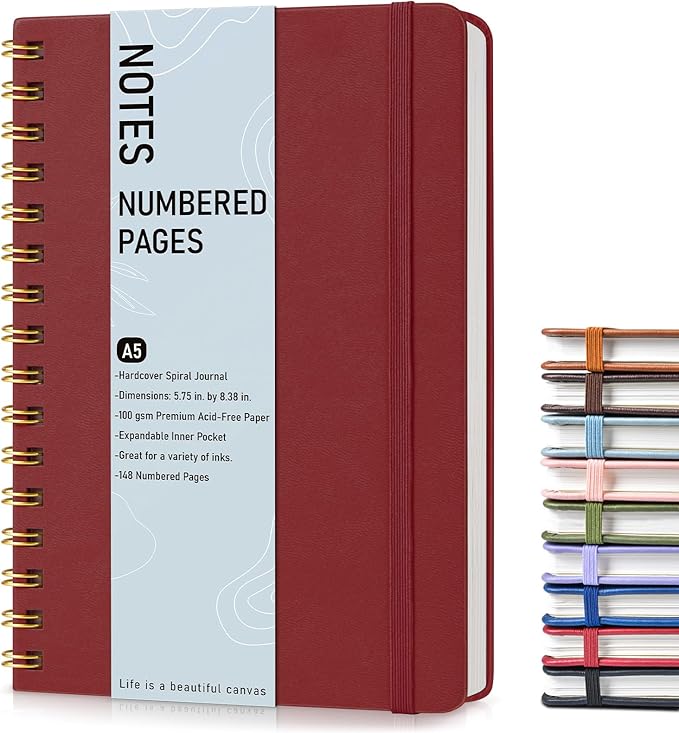 Lined Spiral Journal Notebook, A5 Hardcover Spiral Journals by Unknown