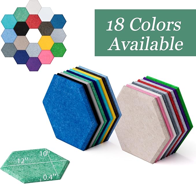 Hexagonal Acoustic Panels-12 Pack High-Density Sound Absorbing Panels - Image 7