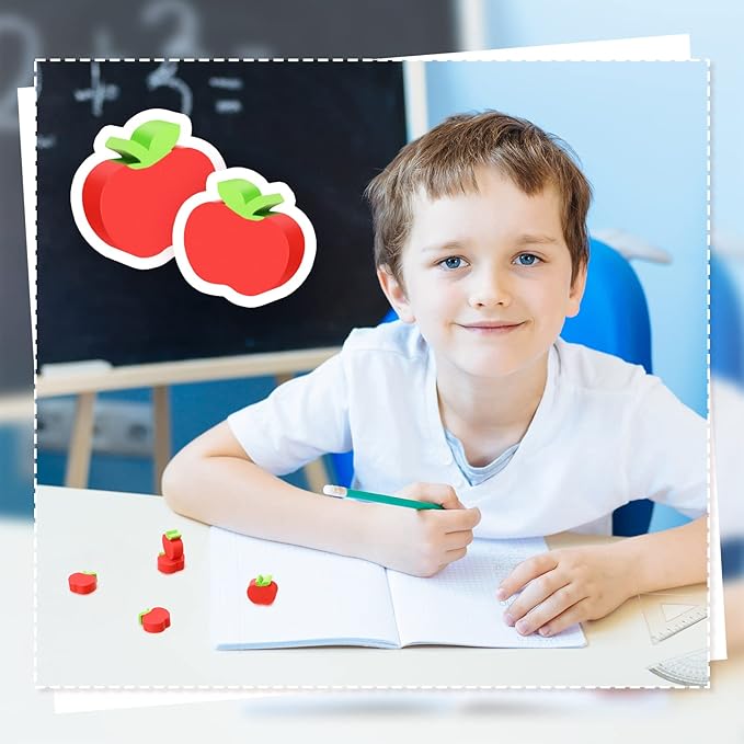 60pcs Mini Apple Erasers for Kids Bulk Classroom Welcome Back to School Gifts - Image 6