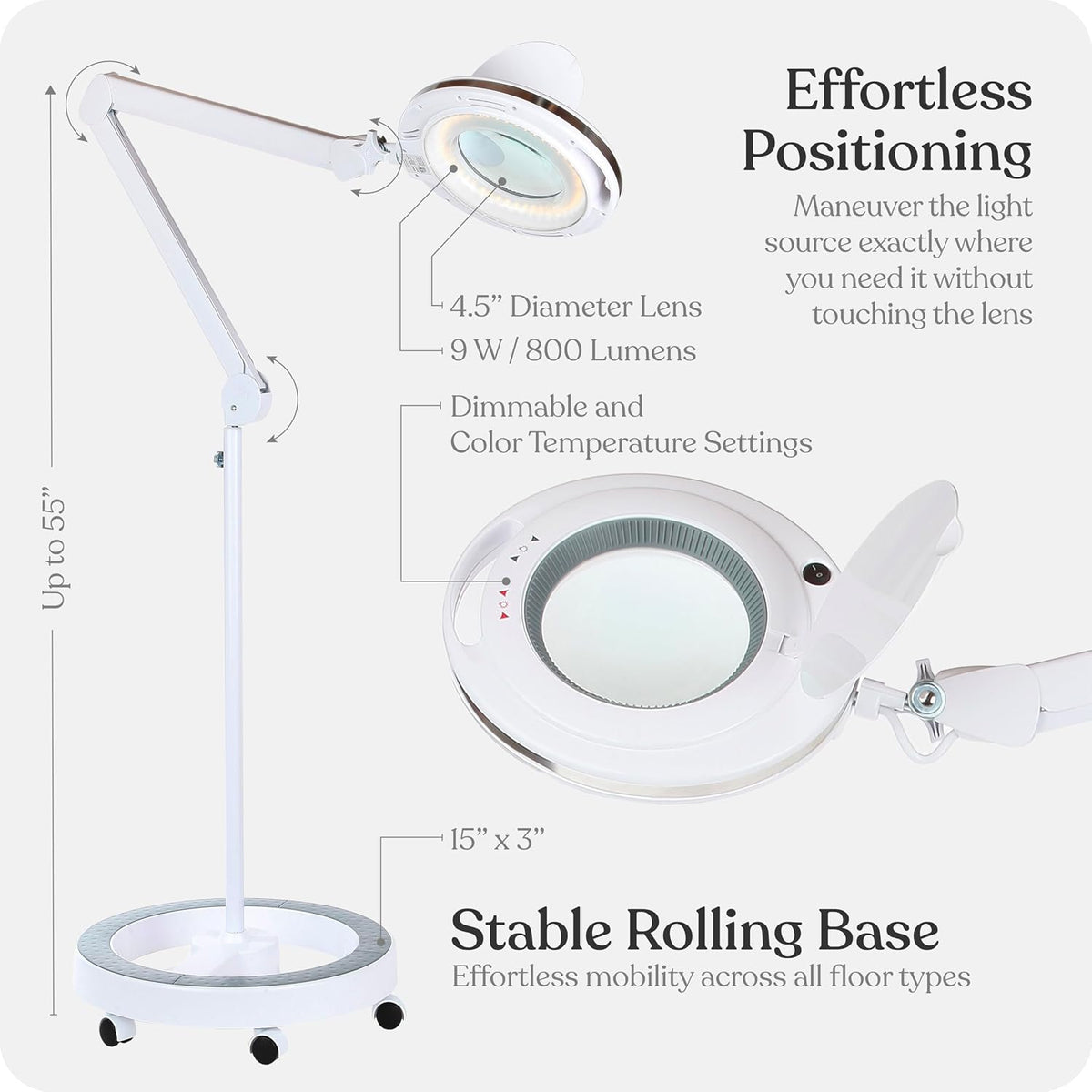 Brightech LightView Pro Magnifying Glass with Light and Stand, Magnifying Flo...