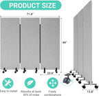 Soundproof Room Divider with Wheels, 66in Office Dividers - Image 6