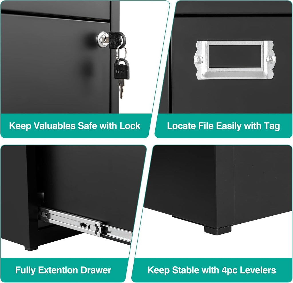 sisesol 2 drawer file cabinet with lock,narrow vertical showing dimensions