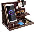Gifts for Men Bedside Organiser Wood Phone Docking Station Dad Birthday Gifts by EssentialForLife