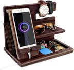 Gifts for Men Bedside Organiser Wood Phone Docking Station Dad Birthday Gifts by EssentialForLife