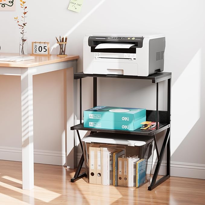 aboxoo Printer Stand for Desk, Desktop Printer Shelf Large 3-Tier Multi-Purpose - Image 4