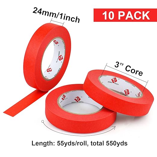 BOMEI PACK Red Painters Tape 1 Inch - Image 2