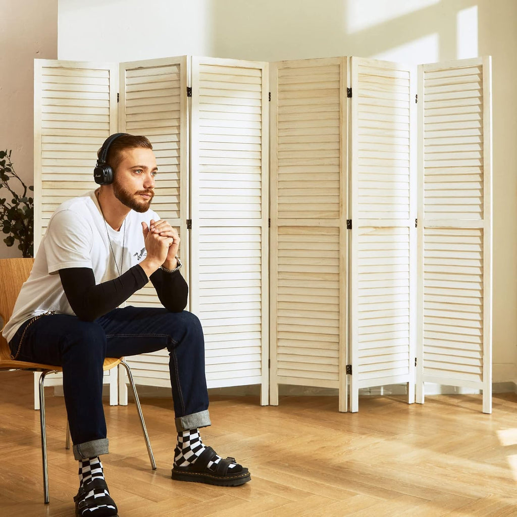 Room Dividers and Folding Privacy Screens, Wood Louvered Separators Divider Wall