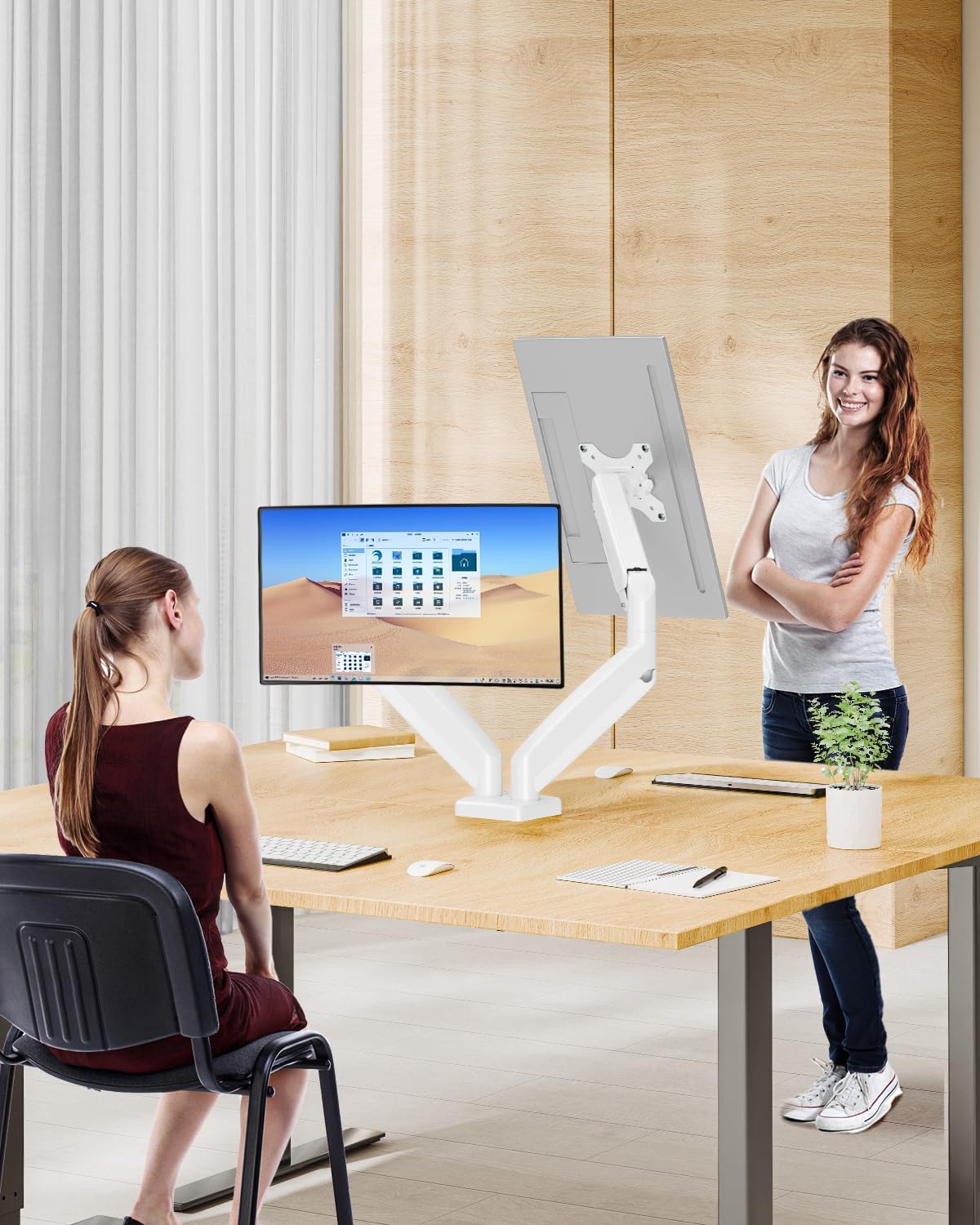dual monitor arm desk mount fits max 32, view 9