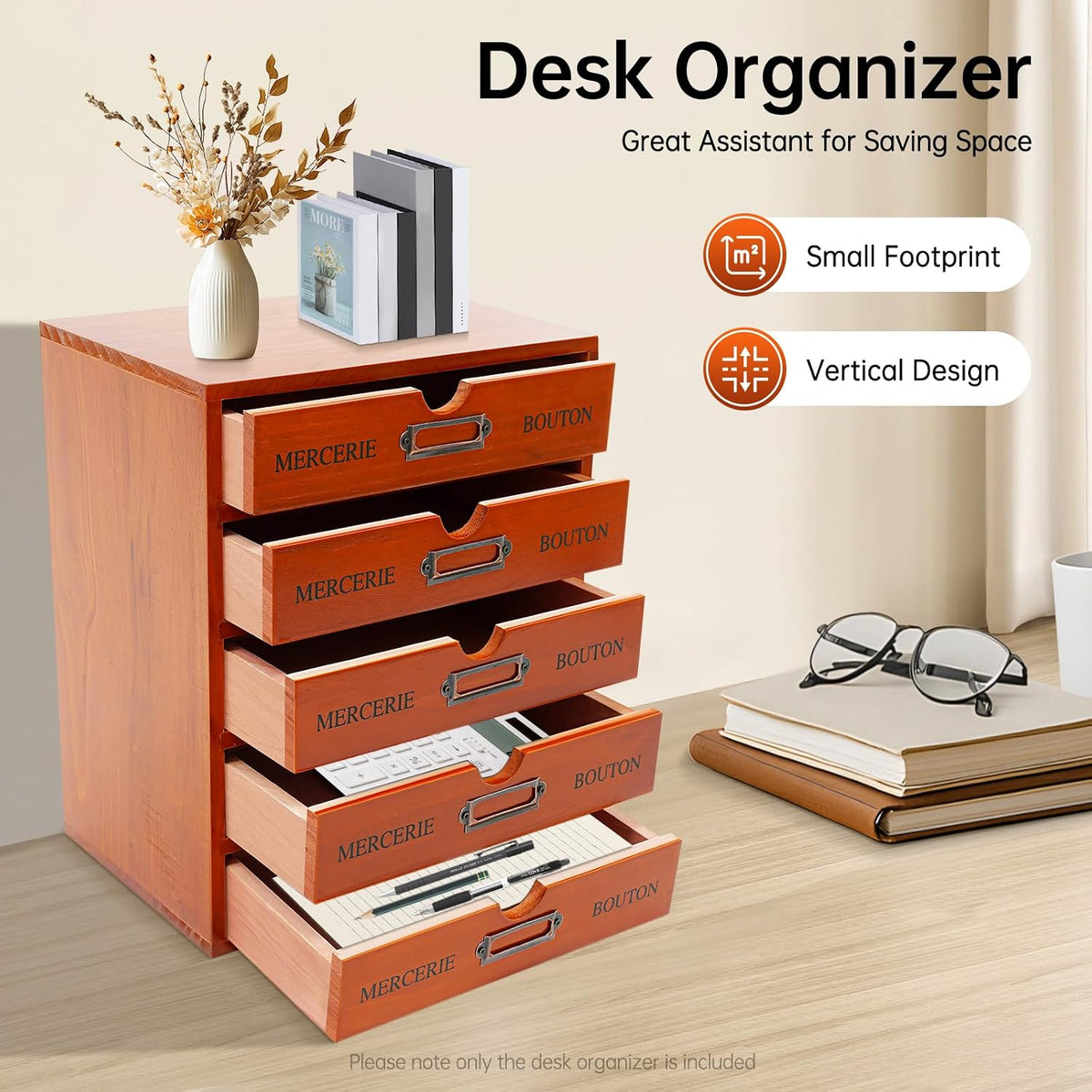 Vintage Wooden Drawers Organizer, 16-Drawer Desktop Storage Box With Drawers,...
