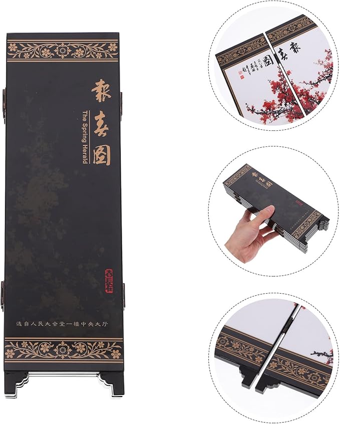 LUOZZY Chinese Style Mini Screen Ornaments Desktop Wooden Panel Divider - Image 7