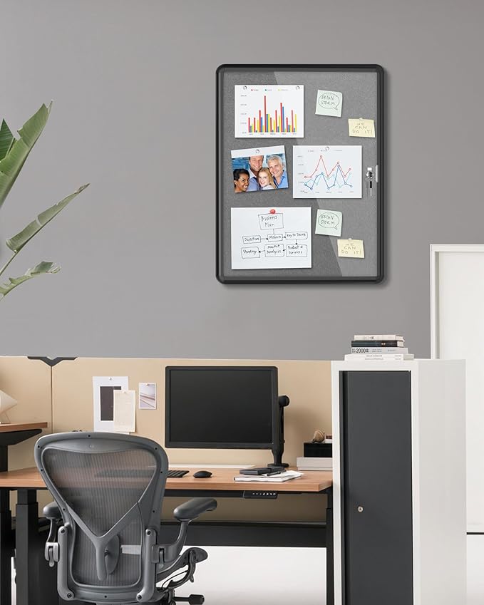 Mifuro 26"x20" Enclosed Bulletin Board, Lockable Weather-Resistant Aluminum - Image 2
