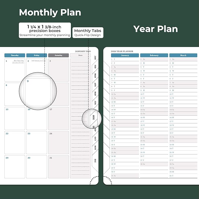IN-LUXPRO Planner 2026 Daily Weekly and Monthly, 12 Months Spiral Bound - Image 4