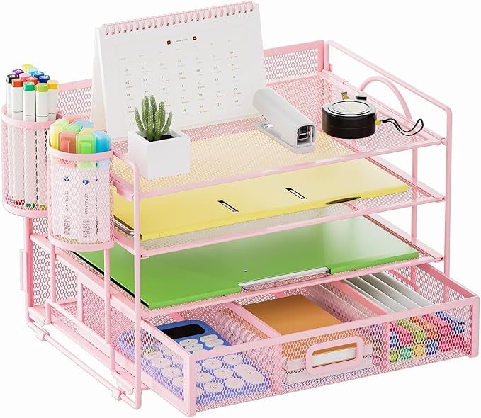 Marbrasse Desk Organizer and Accessories4-Tier Paper File Letter Tray by Marbrasse