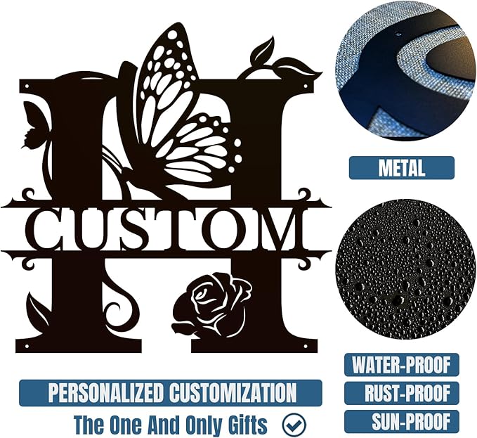 Personalized Custom Letter Name metal Signs, Custom Black Letter Monogram Wall - Image 6