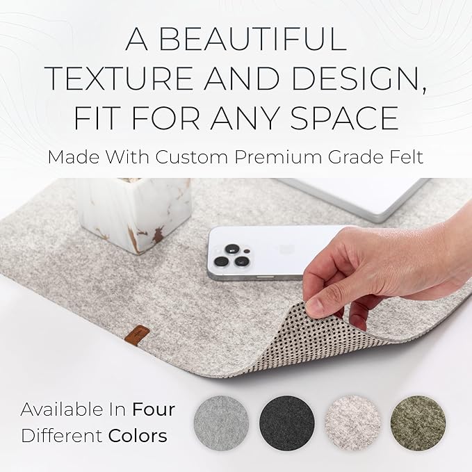 Nordik Large Felt Desk Mat – Stone Oat Beige – 35 x 17 inch – Computer Desk Mat - Image 2