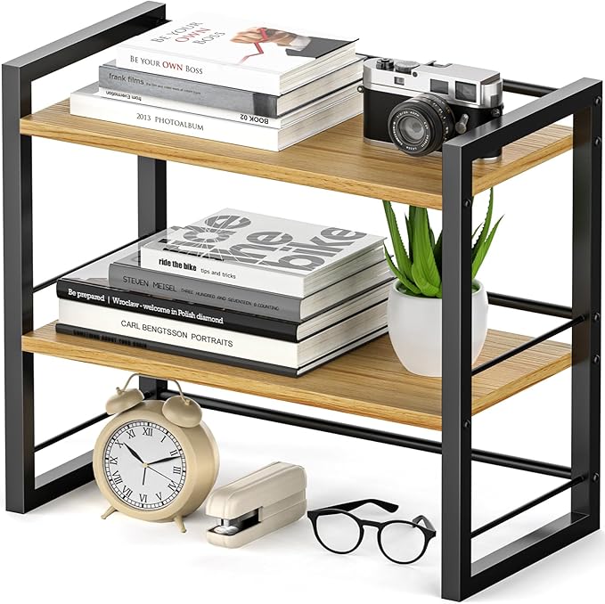 ART-GIFTREE Office Desk Shelf Organizer, Wood Desktop Bookshelf Supplies by ART-GIFTREE