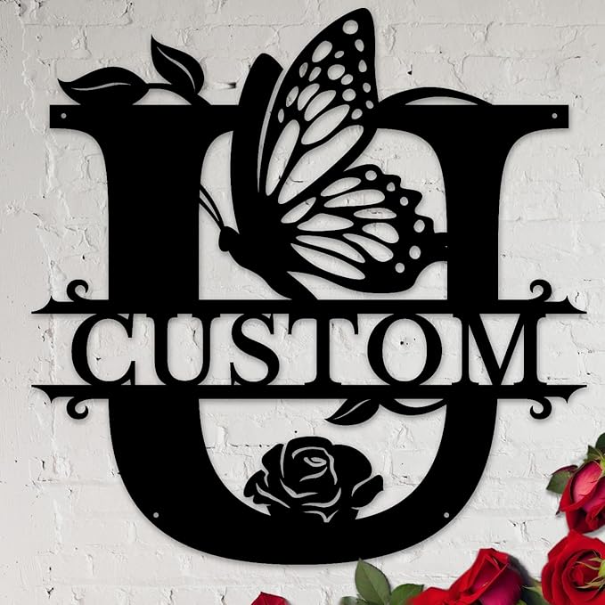 Personalized Custom Letter Name metal Signs, Custom Black Letter Monogram Wall by Casebrick