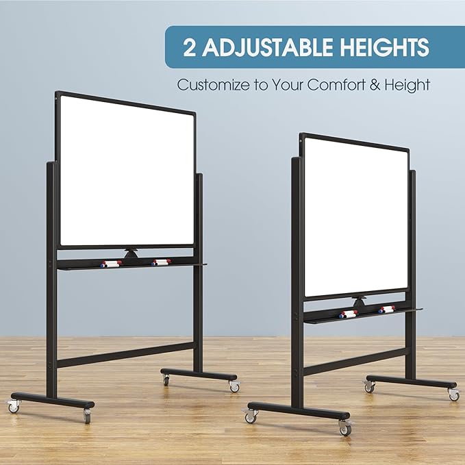 MaxGear Large Black Rolling Whiteboard on Wheels, Reversible Standing - Image 5