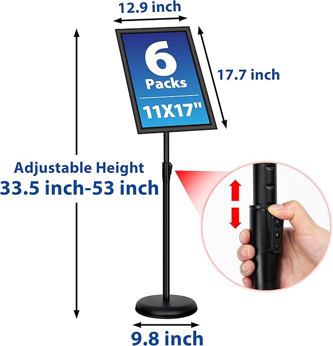 VAIIGO 6Packs 11x17 Inch Adjustable Pedestal Poster Sign Stand, Heavy Duty - Image 5