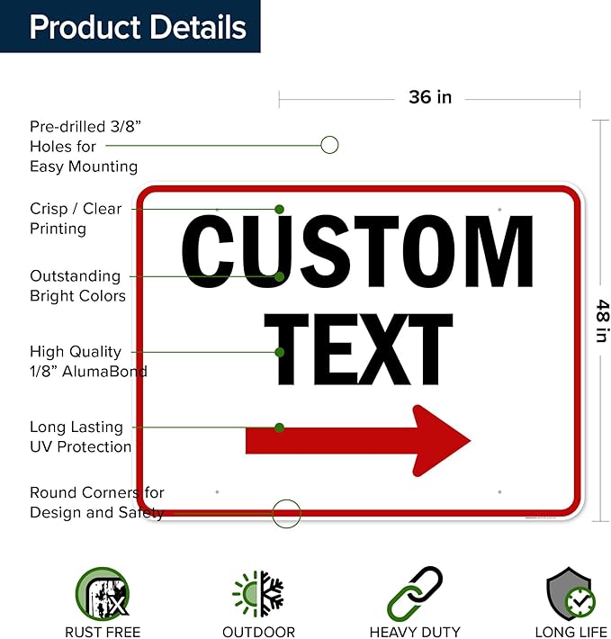 Custom Arrow, Custom Directional Sign, Right Arrow, 36x48 Inches, Rust Free - Image 6