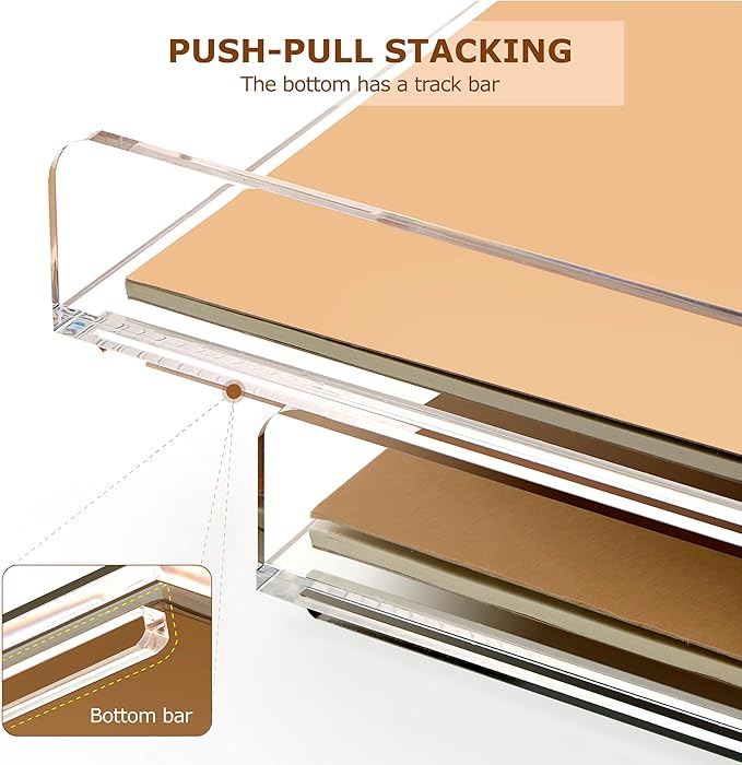 SANRUI 4 Tier Stackable Paper Letter Tray, Acrylic Vertical File Tray A4 Desk - Image 5