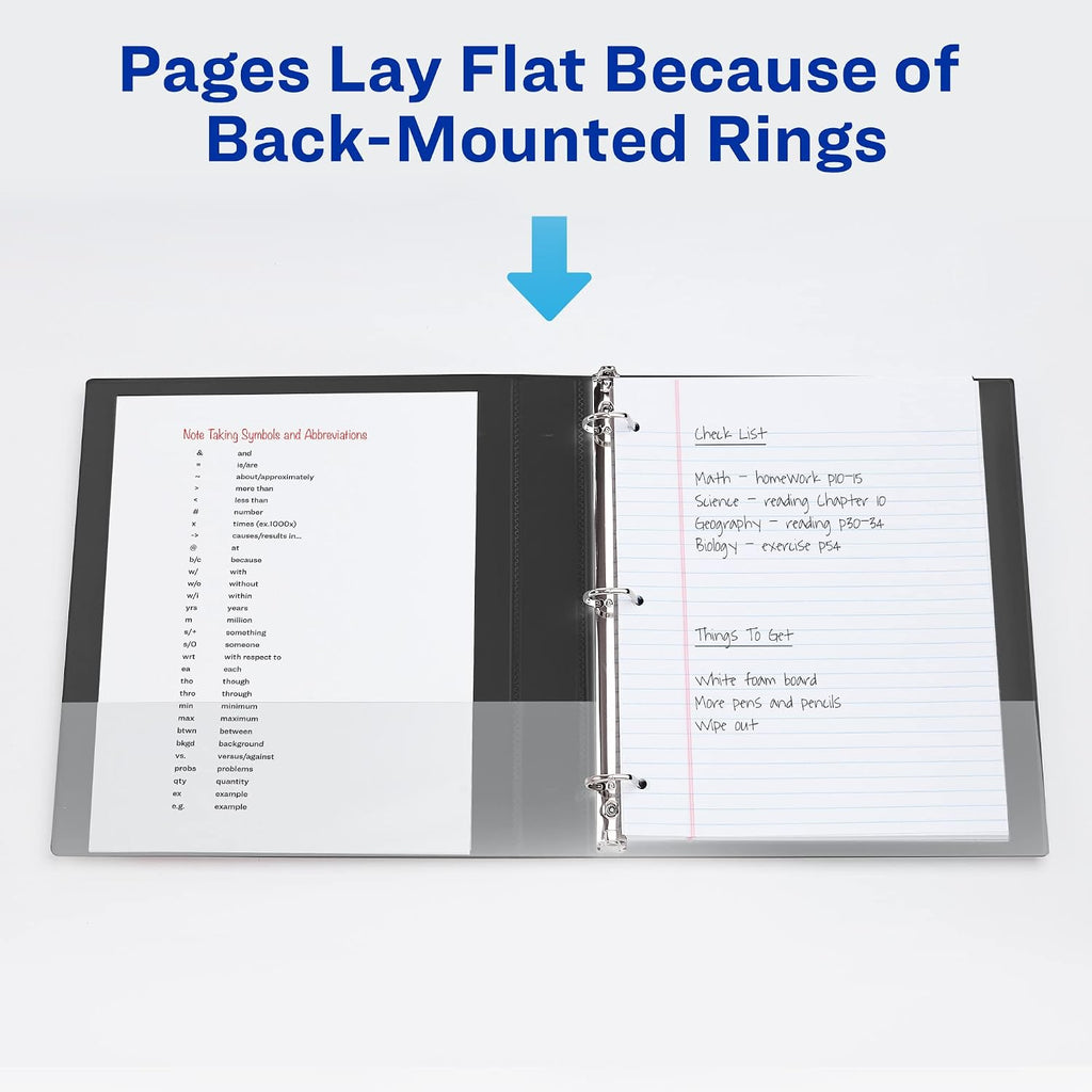 Avery® Durable View 3 Ring Binder, 1" EZD® Rings, 1 Black Binder | For Daily School, Home and Office Use, DuraHinge Tear-Resistant Spine, DuraEdge Split-Resistant Sides, Clear Overlays