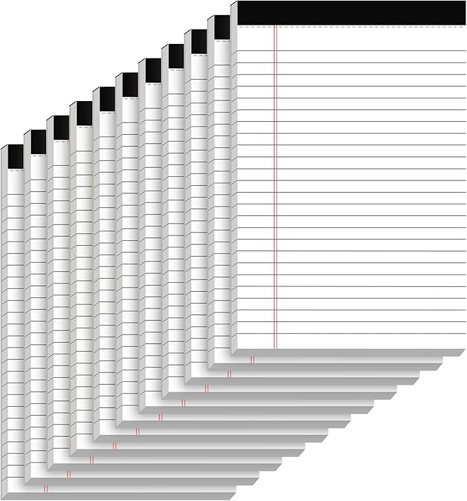10 Pack of Legal Pad Writing Pads 5" x 8" Notepad 80gsm Recycled Paper Small by Nichela