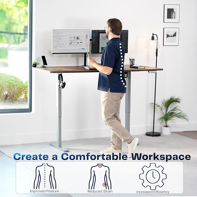 VIVO Electric 71 x 36 in Rustic Standing Desk, Memory Height Adjustment - Image 4