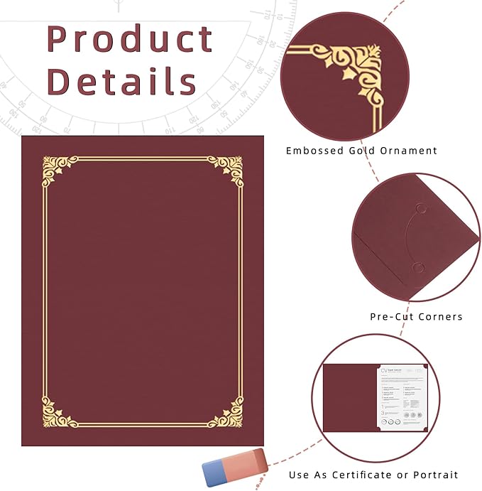 HAUTOCO 90 Packs Certificate Holders, Burgundy Diploma Holders, Document Award - Image 3