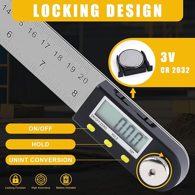 Delgada 8 inch/200mm Digital Angle Finder Ruler - Image 2