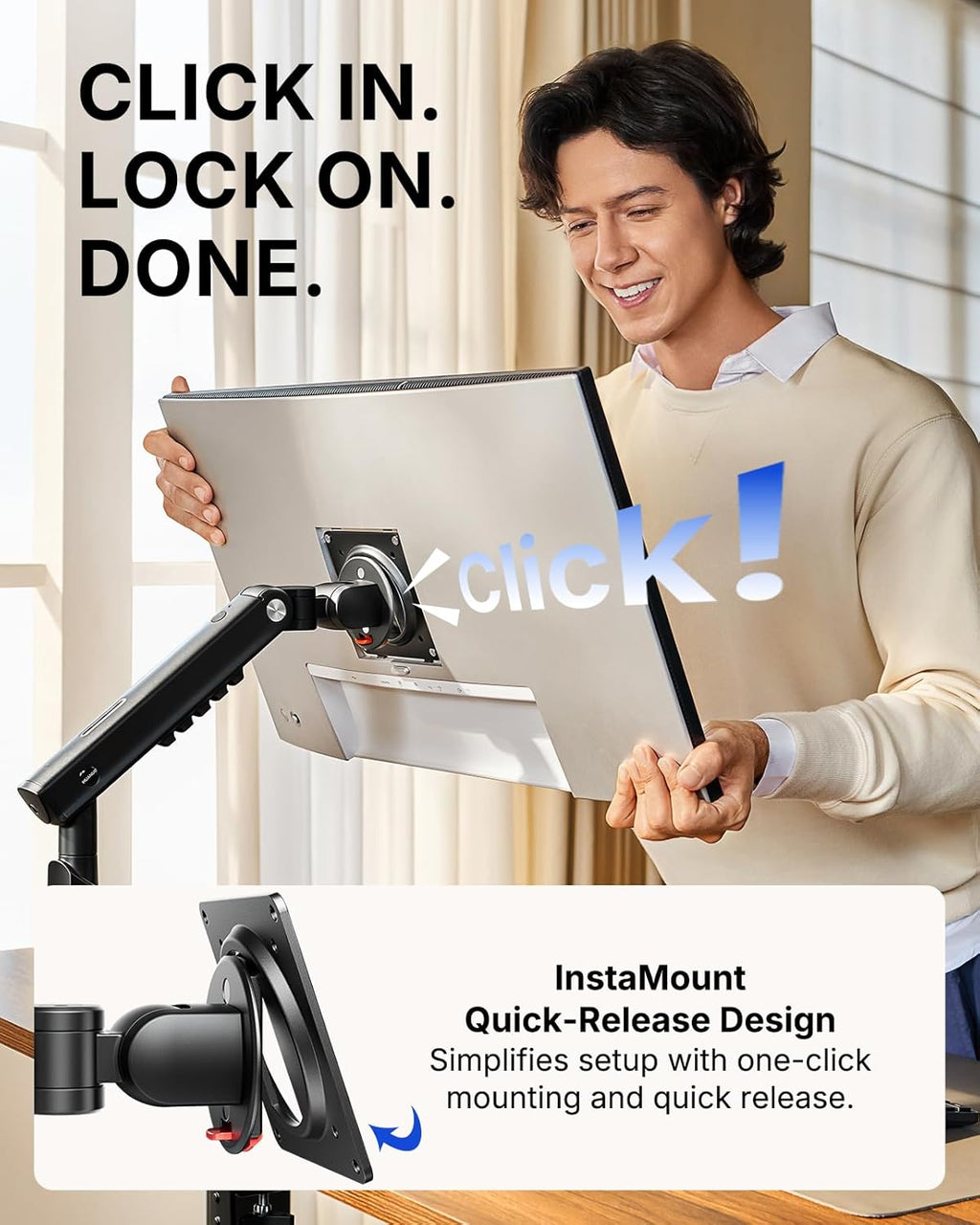 huanuo flowlift™ pro monitor arm for 13–32" screens on a desk or shelf