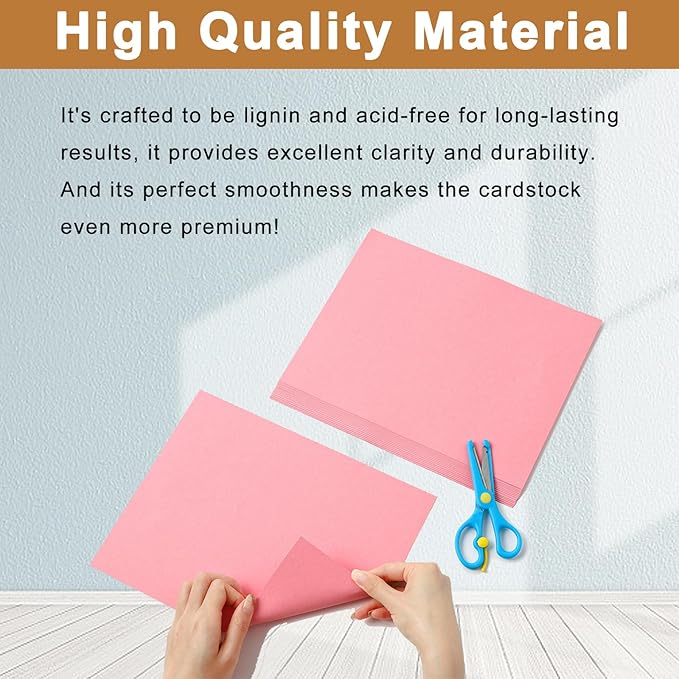Silunkia 100 Sheets Candy Pink Cardstock 8.5 x 11 Crafting Paper, 200gsm/75lb - Image 4