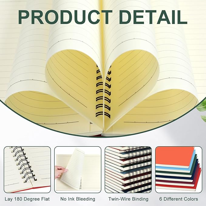 Yahenda Spiral Notebook Bulk A5 College Ruled Journals Notebooks Lined 8.3 x - Image 4