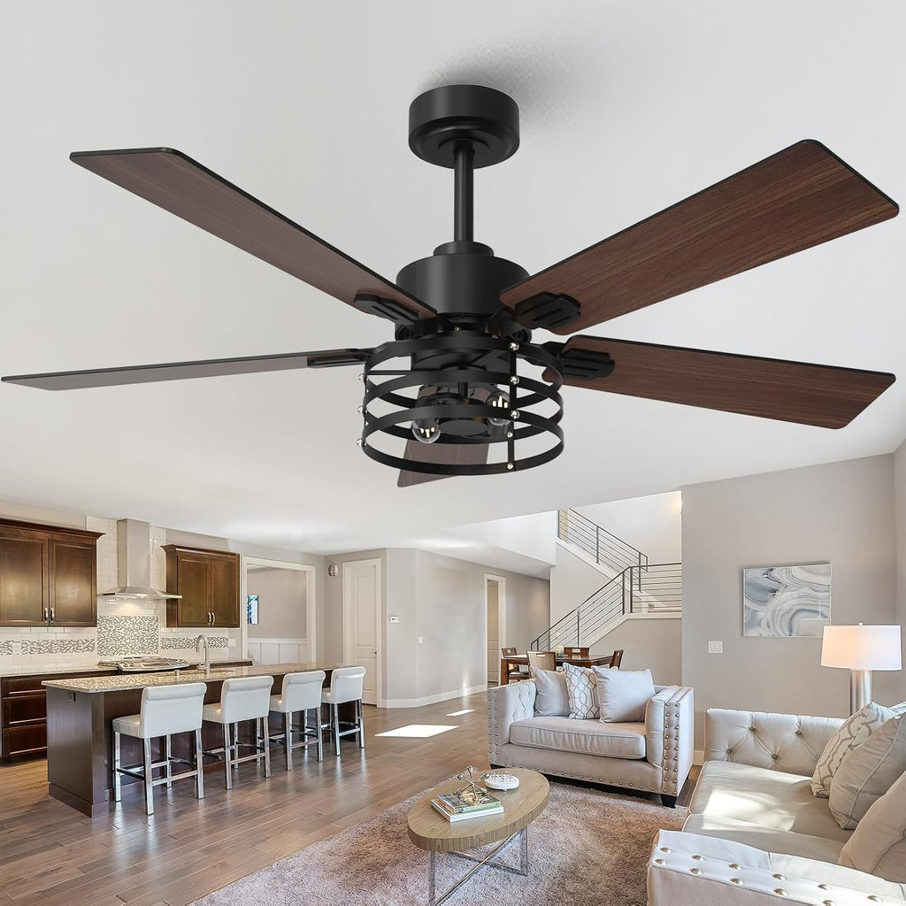 52" farmhouse ceiling fan with light, 6-speed dc, main product view