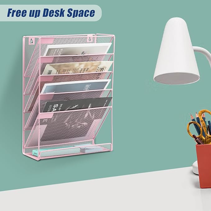 EASEPRES Desk File Organizer Mesh 6-Tier, Hanging Wall Mount Document - Image 6
