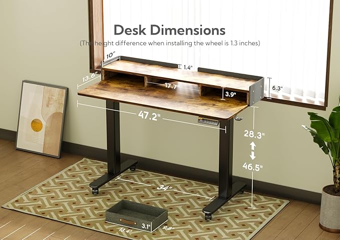 Claiks Standing Desk with Drawers, Stand Up Electric Standing Desk Adjustable - Image 3