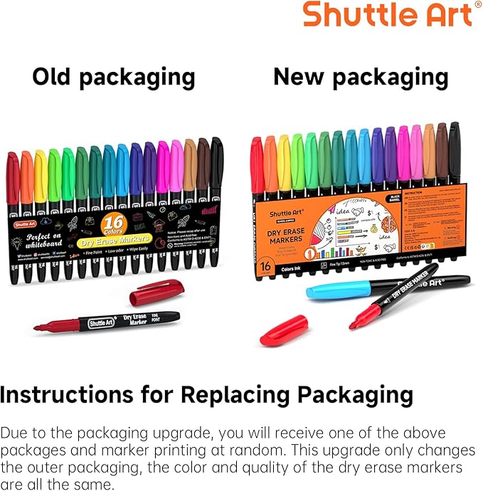Shuttle Art Dry Erase Markers, 16 Colors Whiteboard Markers, Fine Tip Dry Erase - Image 2