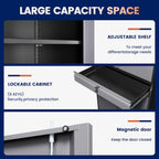 yizosh metal garage storage cabinet with locking doors, side view