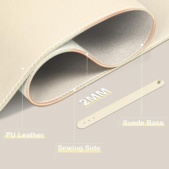 Desk Pad Protector, Leather & Suede Desk Mat, Non-Slip Desk Pad Mat, Large - Image 2