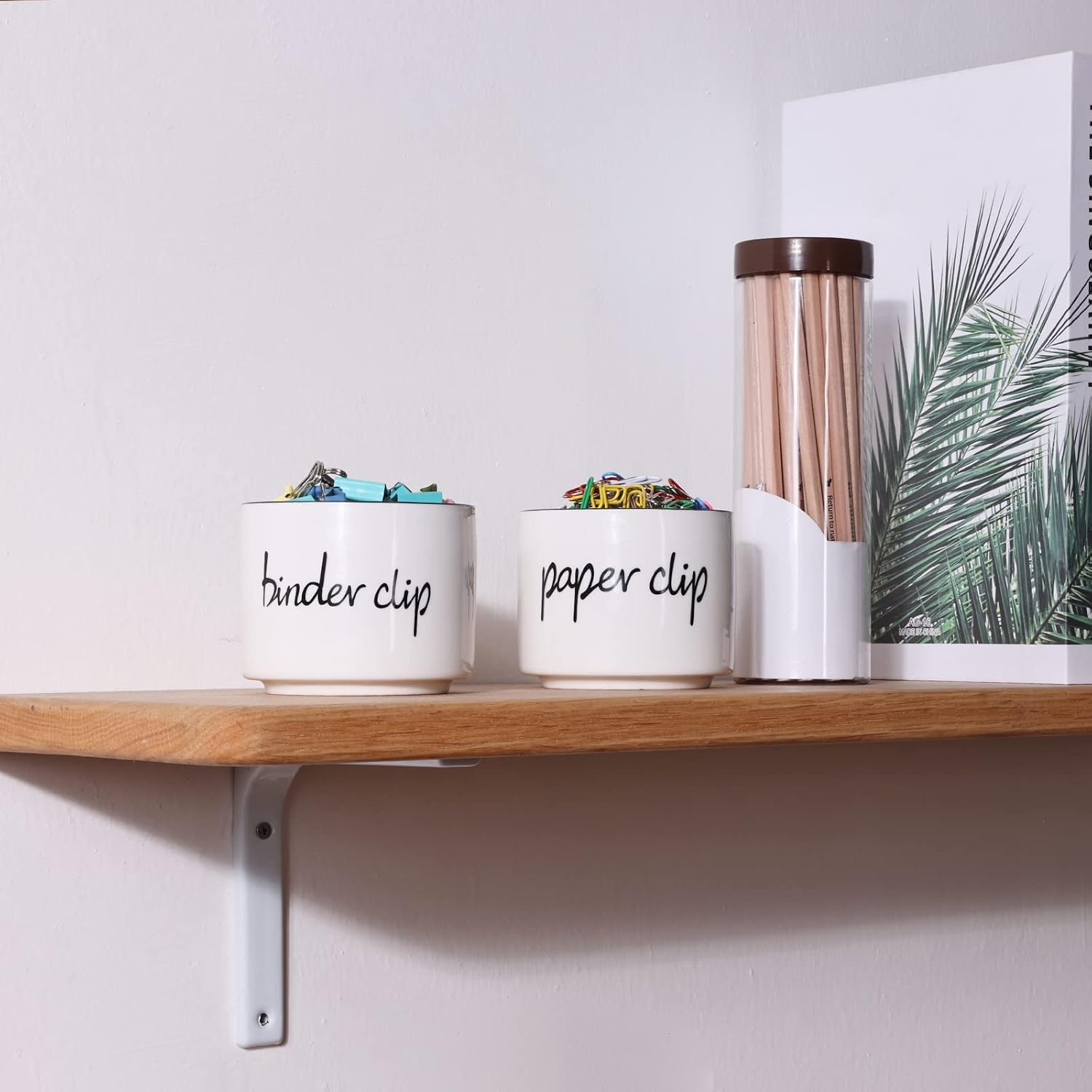Ceramic Paper Clip Holder and Binder Clip Holder Set (White) | Ceramic, clips & binders, desk organizer, compact, sturdy, easy-clean, sleek, non-slip, keeps tidy, versatile, space-saving