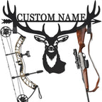 Personalized Deer Hunter Metal Wall Mount & Bow Rack, Custom Deer Hunting Gifts by HYTSIGN