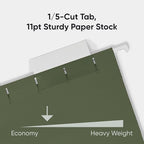 Smead Hanging File Folder, 1/5-Cut Adjustable Tab, Letter Size, Standard Green - Image 4