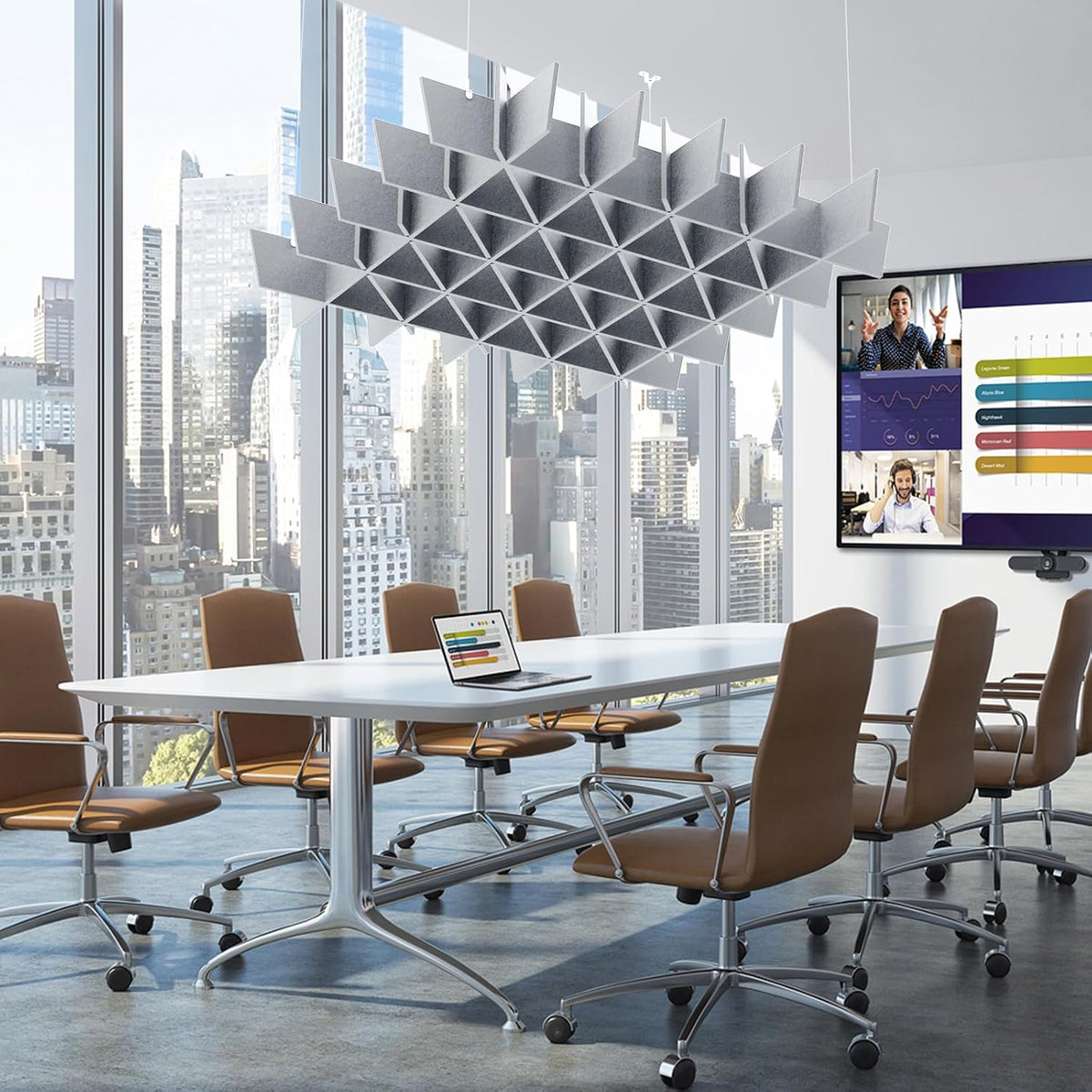acoustic ceiling panels sound absorbing panels, lattice gray, main product view