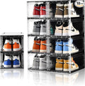Amllas 10 Pack Shoe Boxes Stackable, Upgraded Sturdy Storage Boxes by Amllas