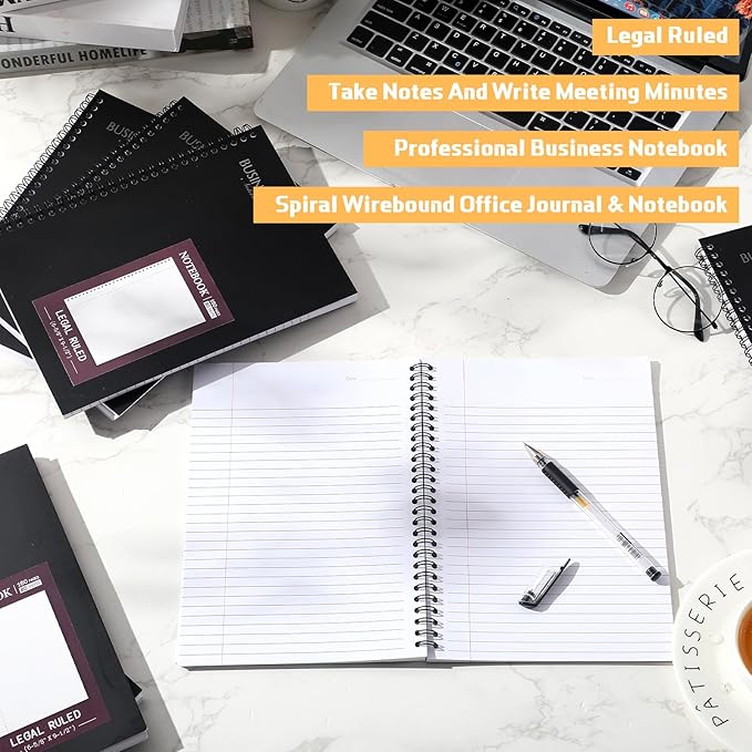 Resurhang 8 Pack Wirebound Business Notebook Legal Ruled Spiral Notebook 6-5/8" - Image 4
