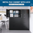 PEUKC 3-Drawer Metal File Cabinet, Lateral Vertical Filing Cabinets - Image 8