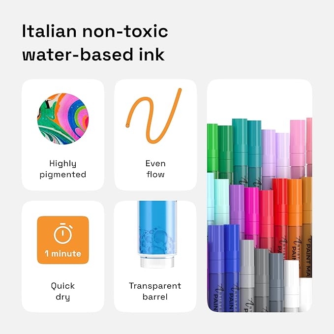 ARTISTRO 42 Acrylic Paint Pens, Art Set Acrylic Markers - Image 6