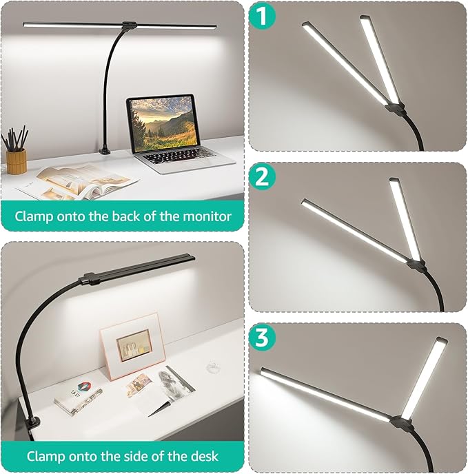 ShineTech LED Desk Lamp for Home Office, 4000K Neutral White Double Head - Image 6