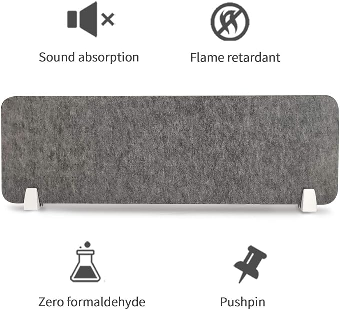 MYOYAY 40''x12'' Privacy Panel Clamp-on Acoustic Desk Divider Freestanding - Image 7